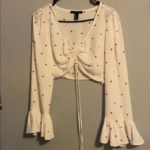 Wide arm, front tie, crop top